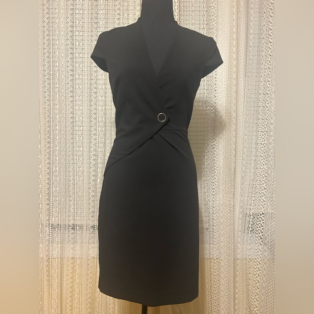 Mango Elegant Black Wrap Midi Dress